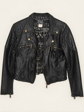 Billabong Women's Black Faux Leather Moto Jacket